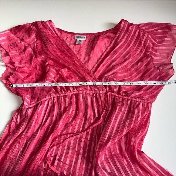 Motherhood Maternity Blouse XL Pink Sheer Overlay w/ Tank Top Flowy Waist - Picture 6 of 9